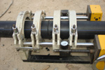 Step 5 — Remove the plate and press the pipe ends together — the heated material fuses into a perfect leak-proof joint.